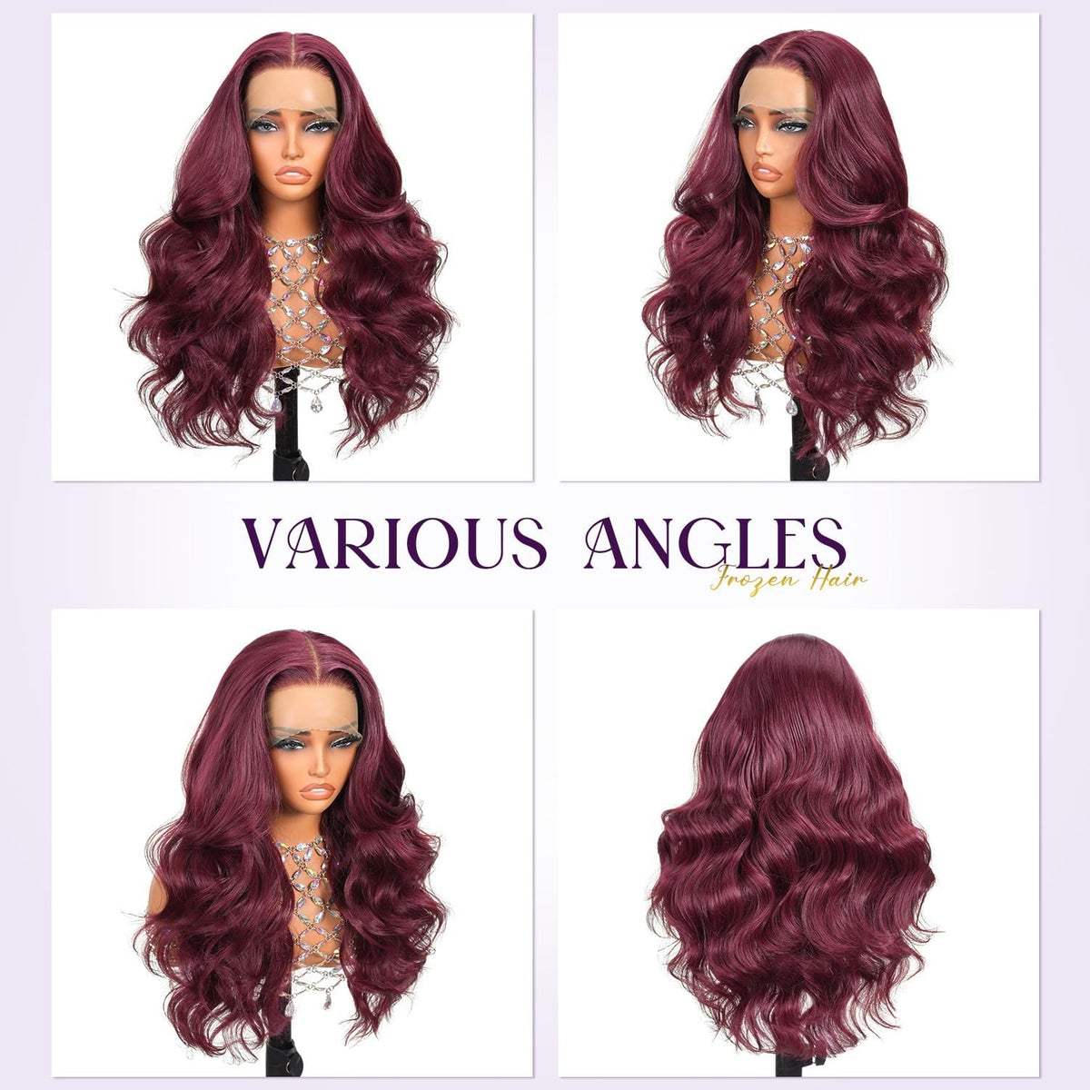 Burgundy 24 Inch Body Wave HD Lace Front Wig with Baby Hair - Glueless, 200% Density