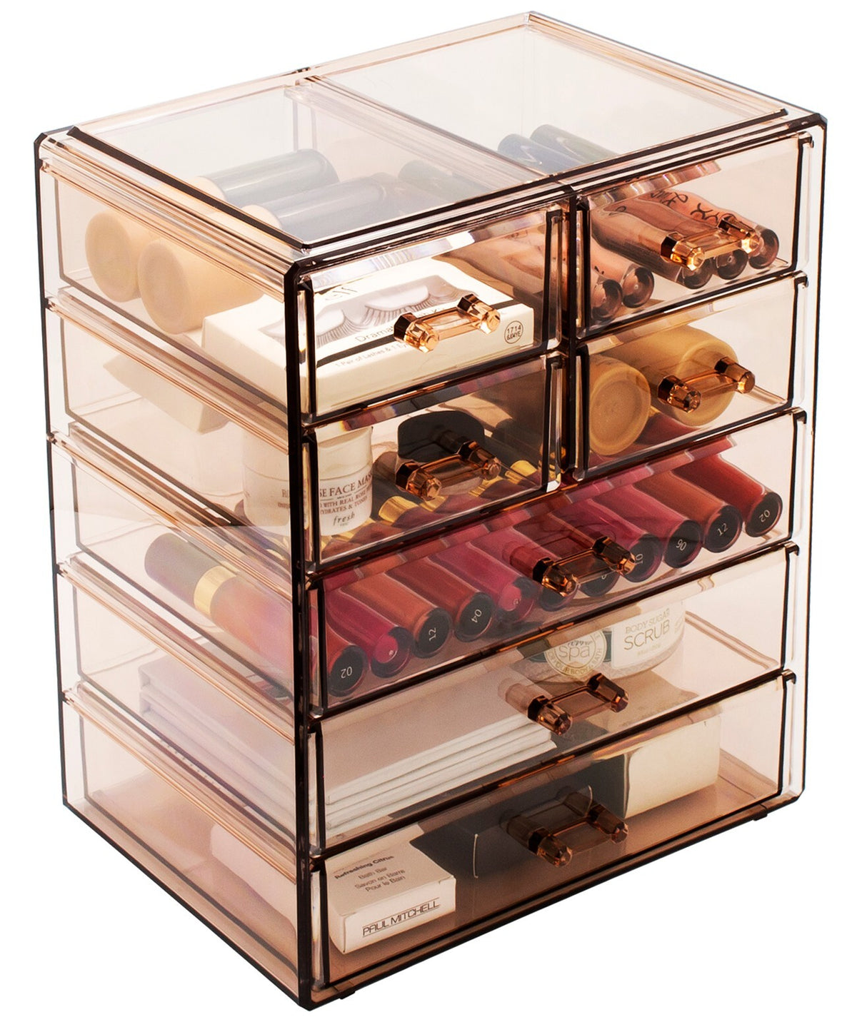 Sorbus Clear Makeup Organizer with 4 Drawers - Bronze Glow, 3L Storage