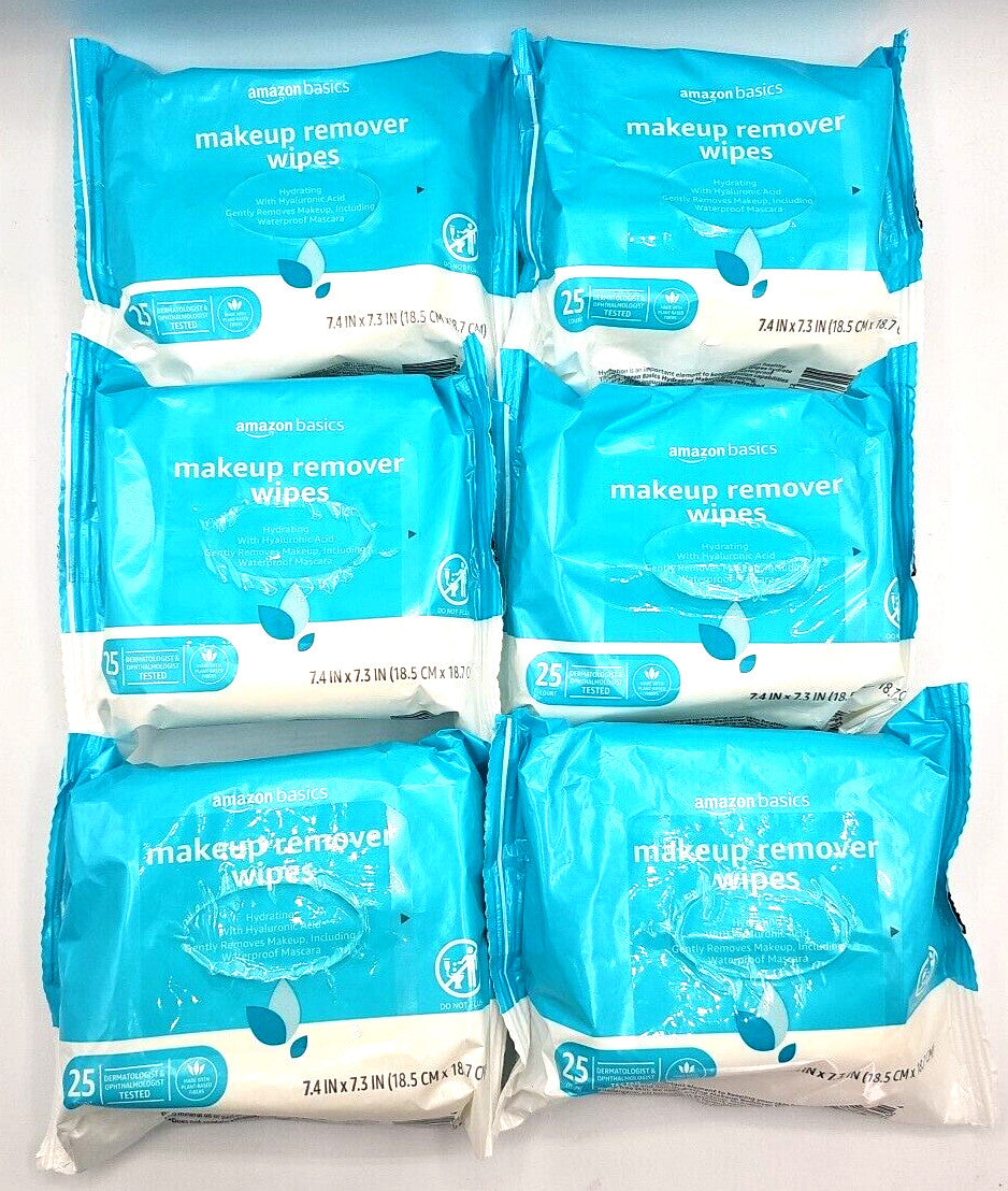 6 Pack Hydrating Makeup Remover Wipes - Gentle Facial Cleansing Sheets
