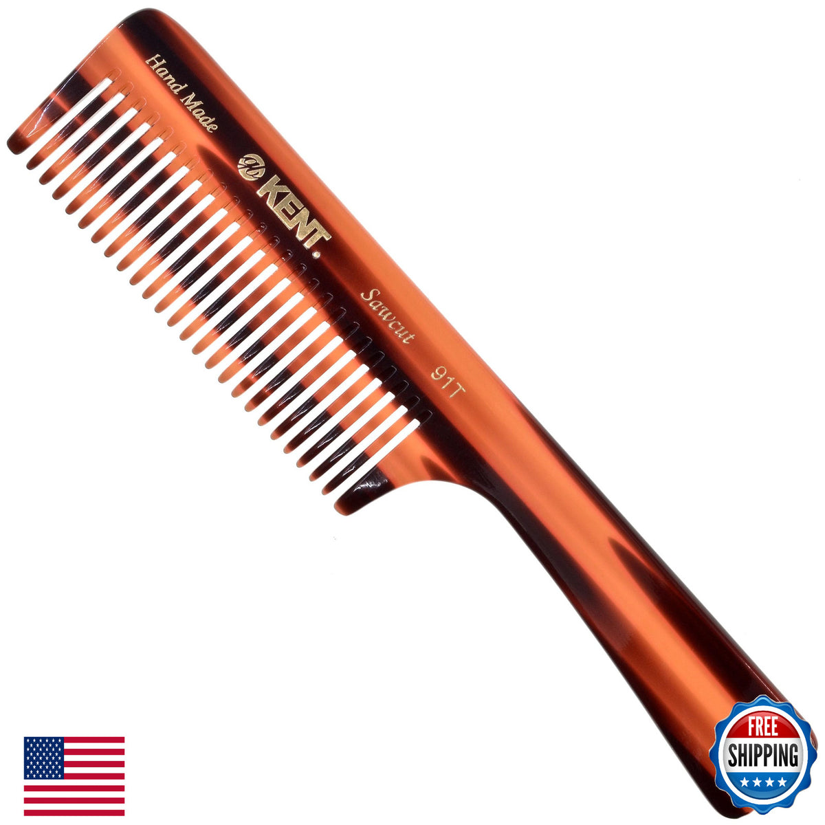 Kent 91T Wide Tooth Detangler Comb for Curly, Wavy, Thick Hair - No