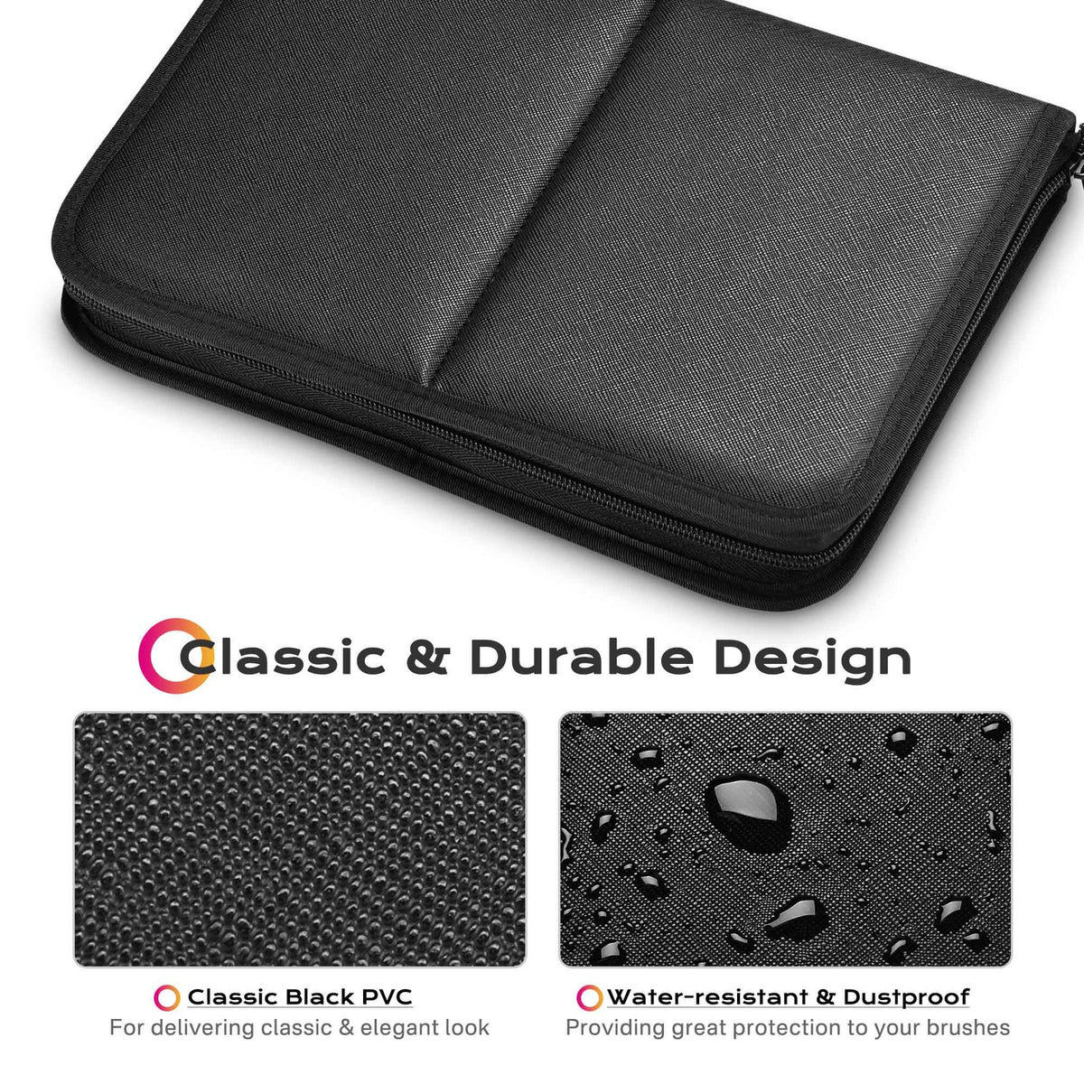 Portable Makeup Brush Organizer Bag with 14 Large & 15 Small Holes Travel Case