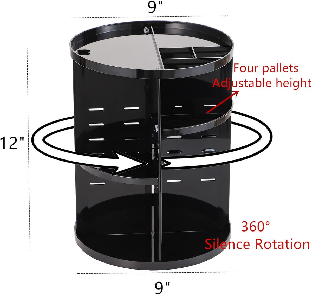 Rotating Makeup Organizer with Adjustable Layers - Vanity Storage, 360 Spin