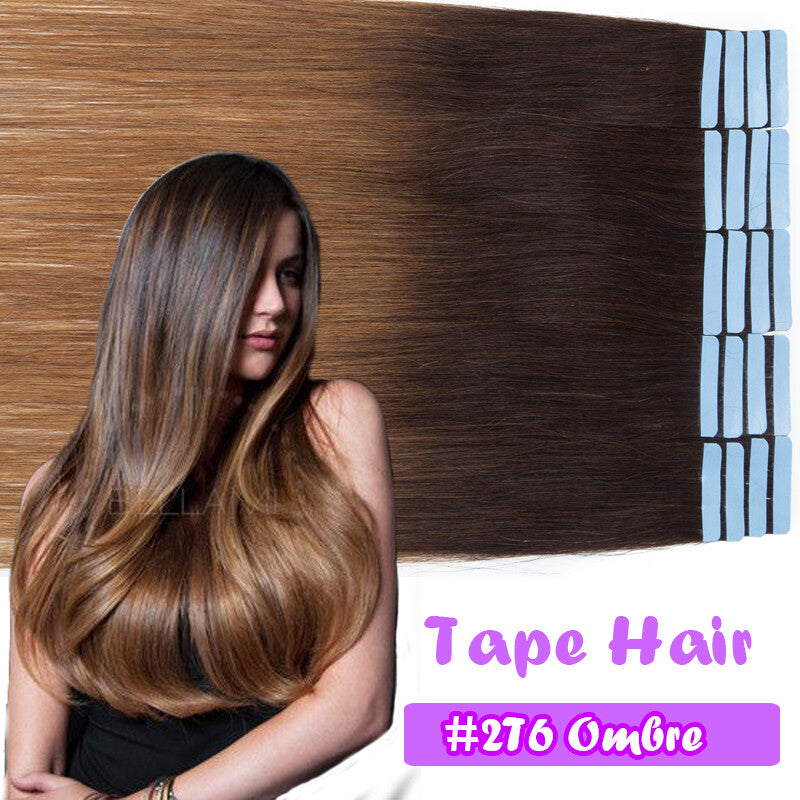 Russian Remy Human Hair Tape-In Extensions Full Head - 60PCS, Multiple Lengths & Colors