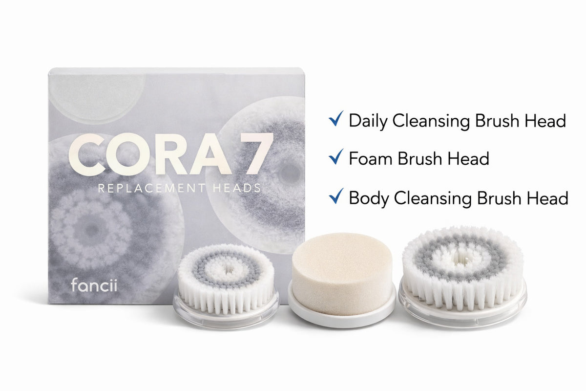 Replacement Heads Set for Fancii CORA 7 – 3 Pack Brush Heads (No Device)