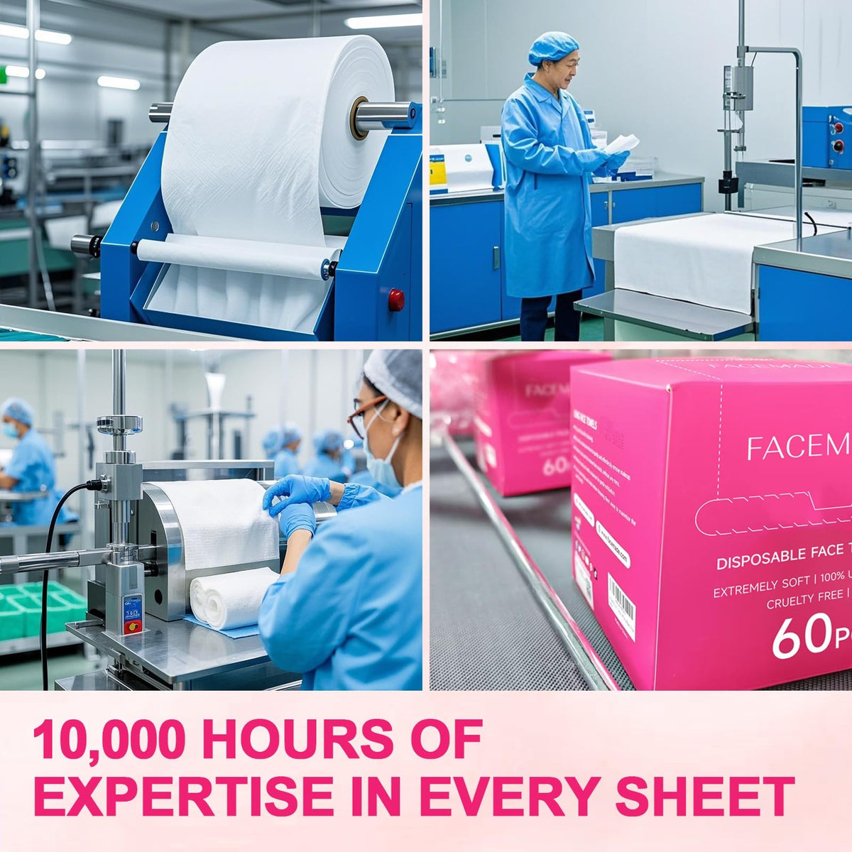 Disposable Face Towels XXL 12x12 Inches - 60 Pack, Soft & Absorbent