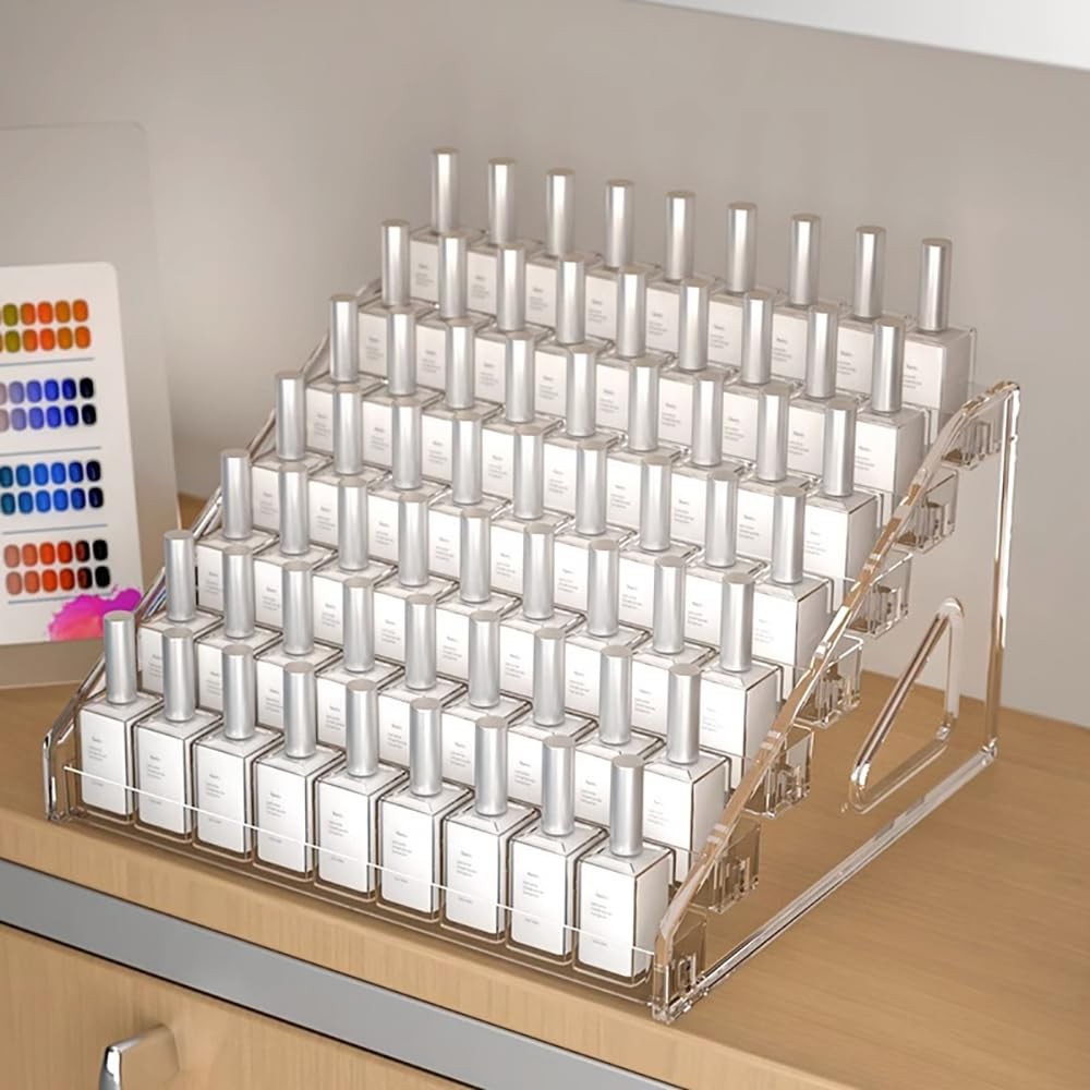 Clear Nail Polish Organizer 7 Layers Acrylic Storage Shelf for Cosmetics & Art Supplies