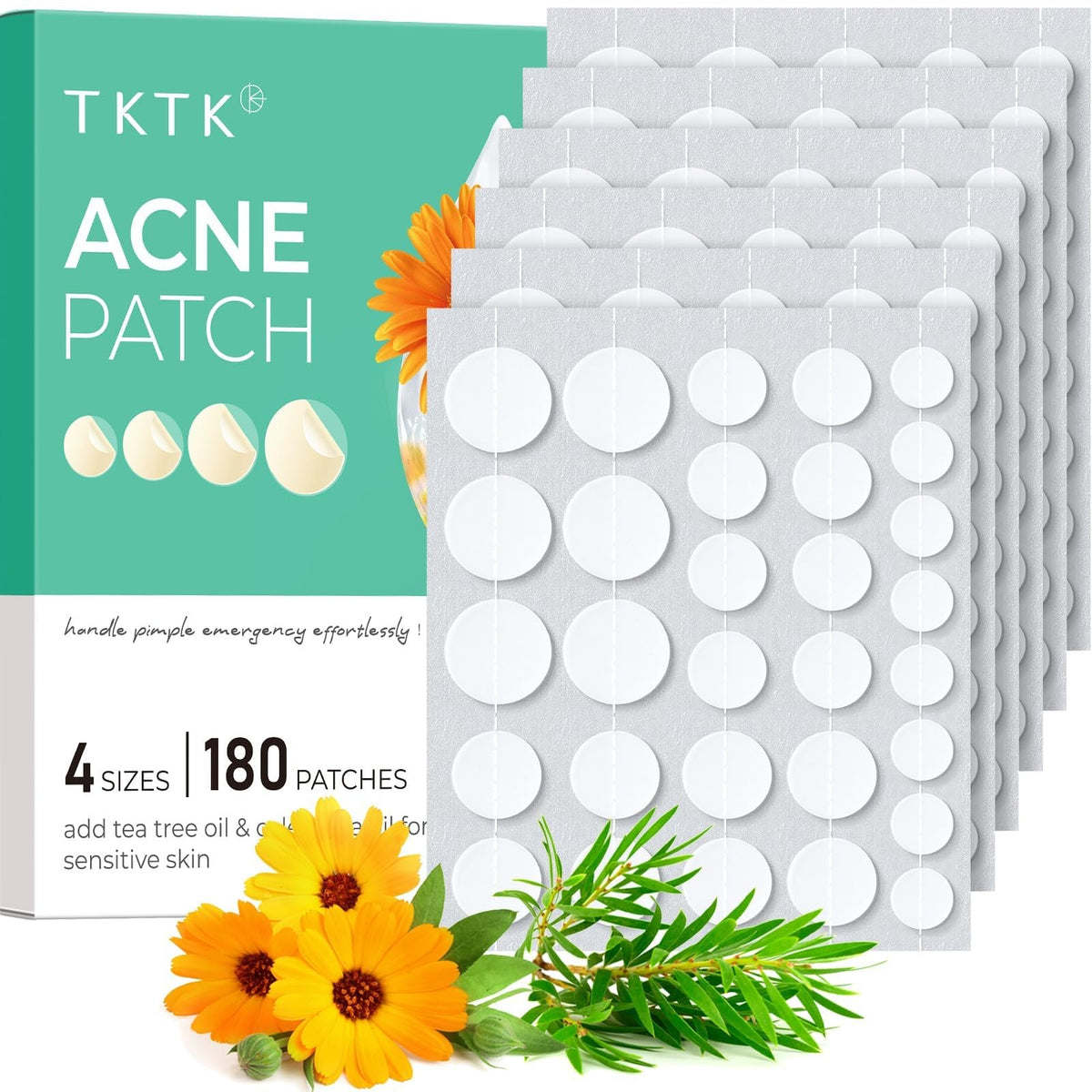 Hydrocolloid Acne Patches, 180 Count - Multiple Sizes