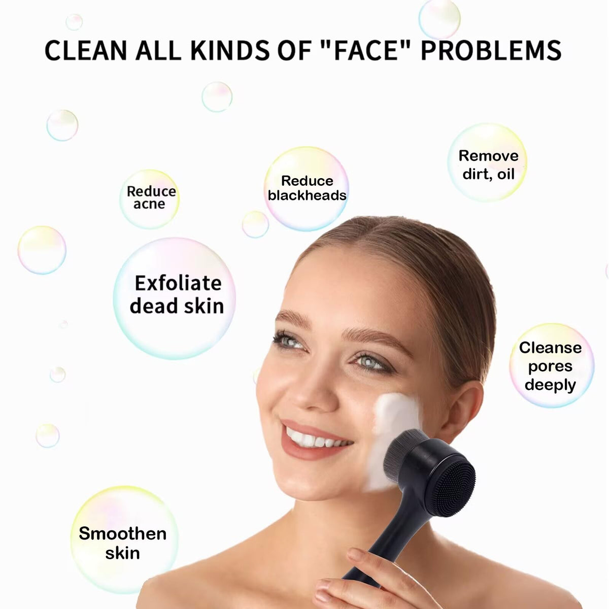 Beomeen 2-in-1 Facial Cleansing Brush with Silicone & Bamboo Charcoal Fiber