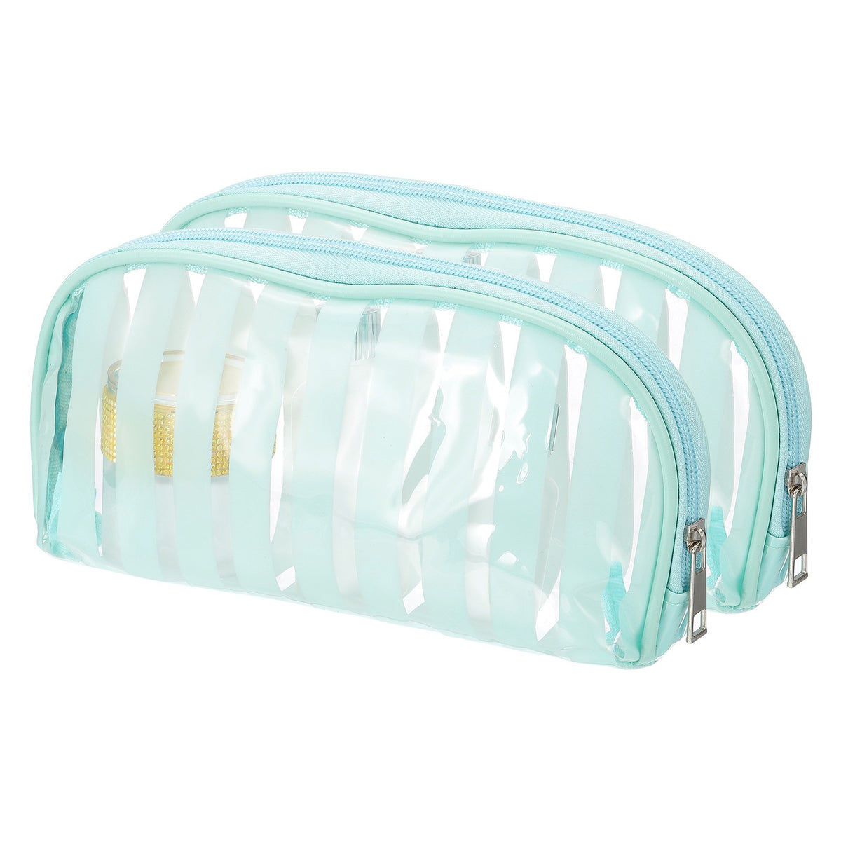 Clear Toiletry Bag Set - Waterproof Transparent Cosmetic Travel Organizer Sky Blue 2 Pack