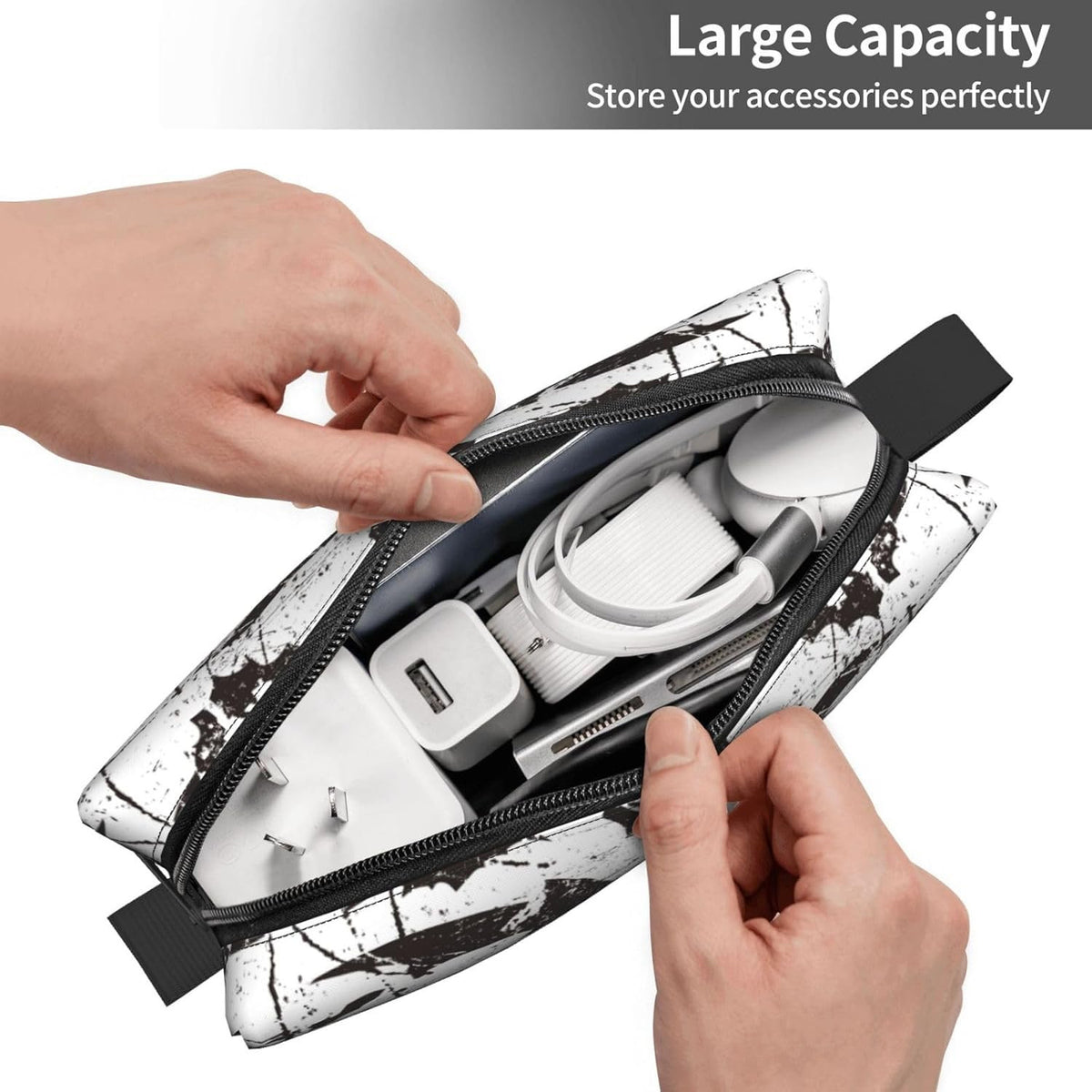 Small Travel Makeup Bag Organizer - Portable Cosmetic Pouch with Handle