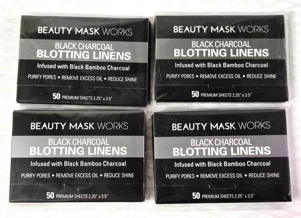 Black Charcoal Blotting Linen Masks for Excess Oil Control - Pack of 4