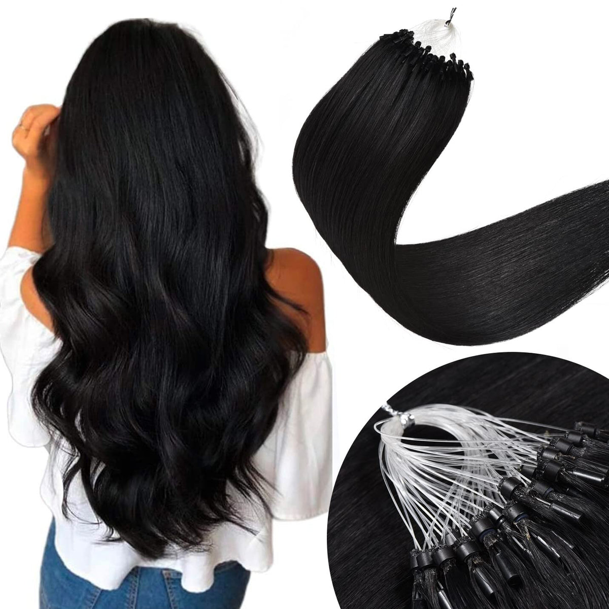Micro Loop Hair Extensions - Real Human Hair Beads & Link Remy Russian Hair