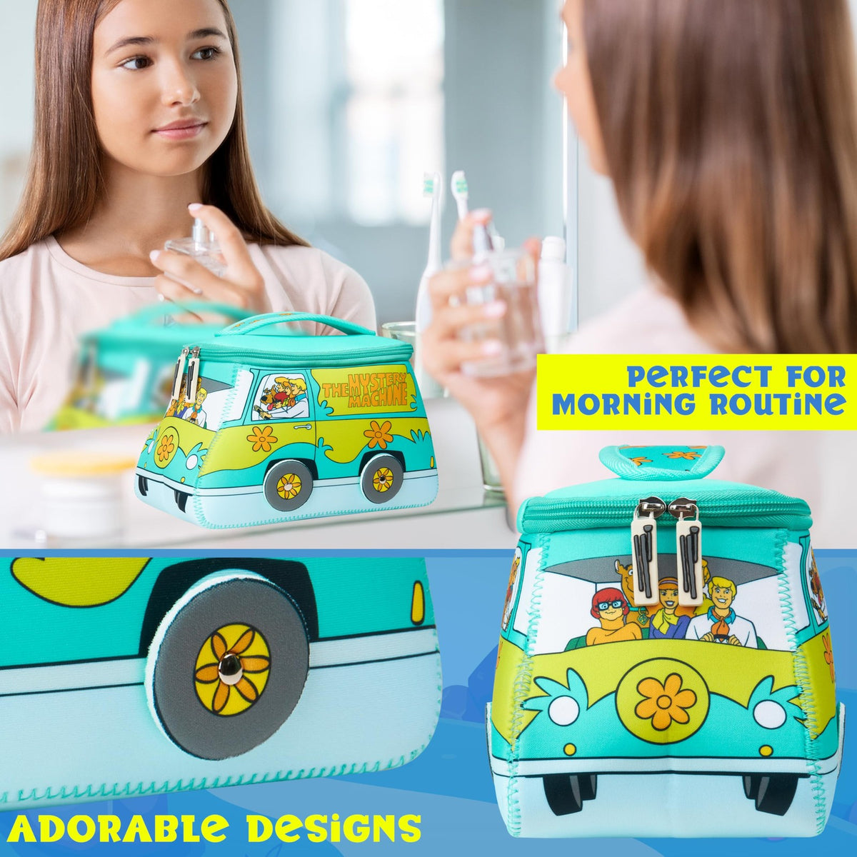 Girls Travel Toiletry Bag with Multiple Compartments - Cute Makeup Organizer for Kids Teens Women