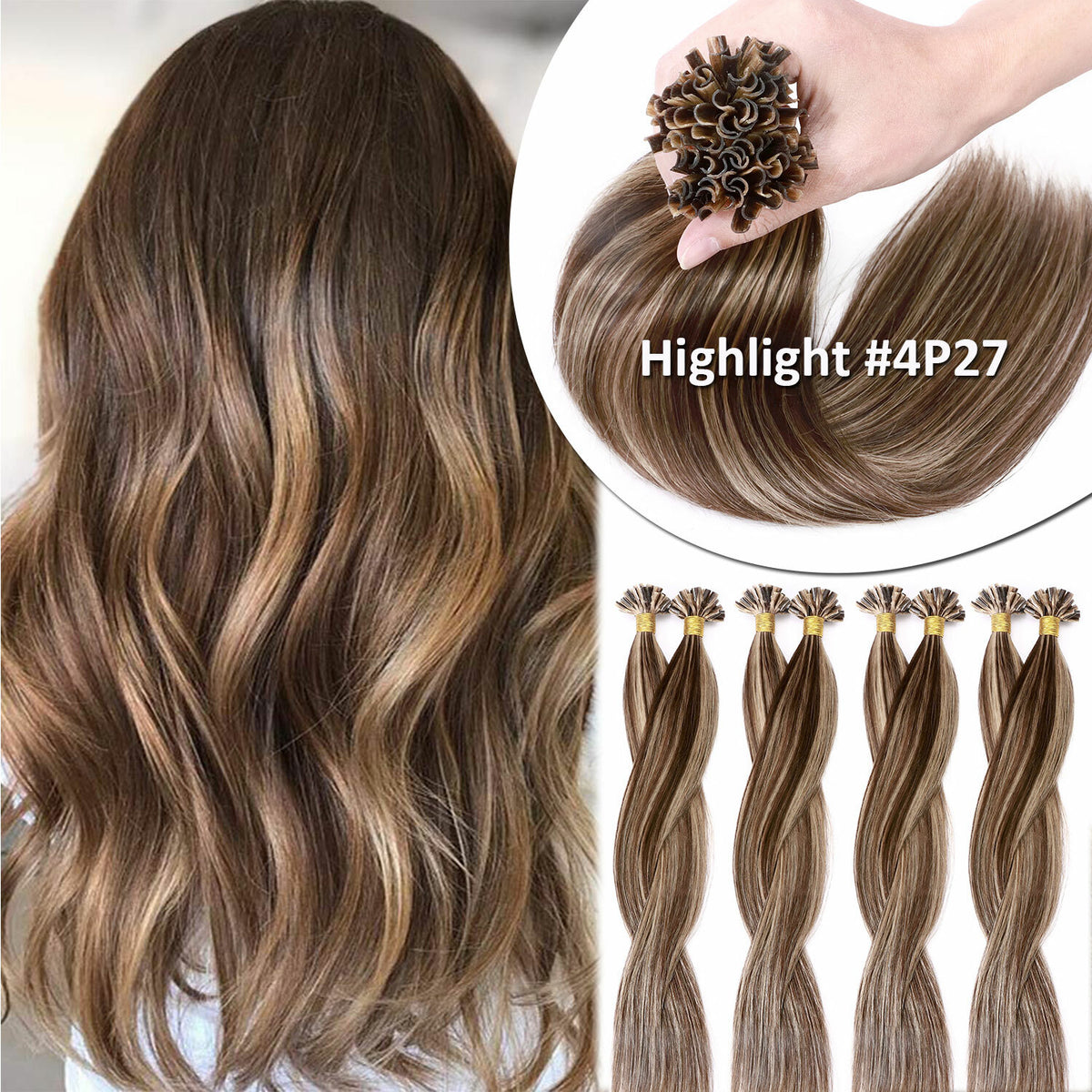 Invisible Keratin Nail U Tip Hair Extensions - Human Hair Fusion 150g