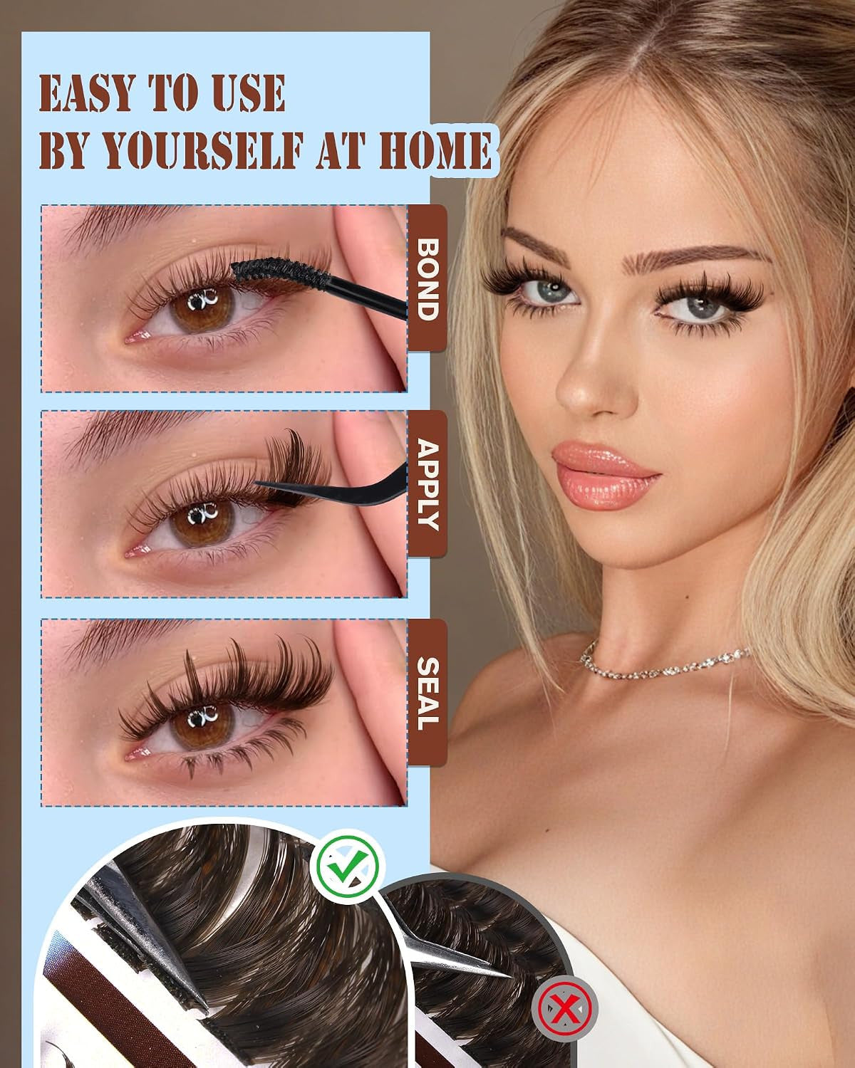 Brown Wispy Lash Clusters 12-18mm False Eyelash Extensions - 264PCS