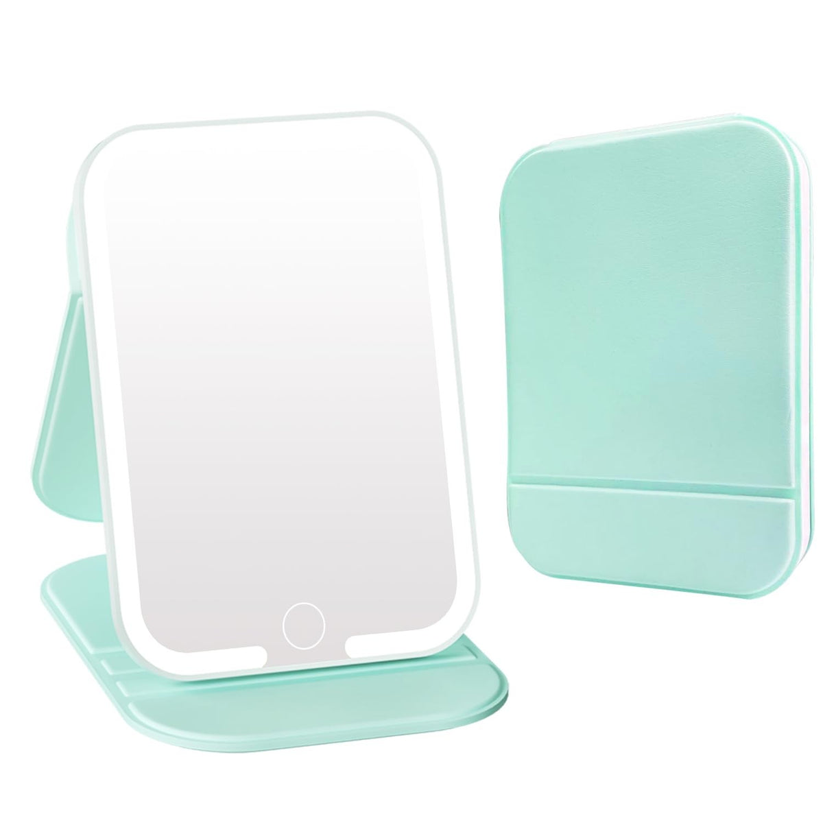 Rechargeable LED Makeup Mirror with 3 Color Touch Light Portable Vanity Light Green