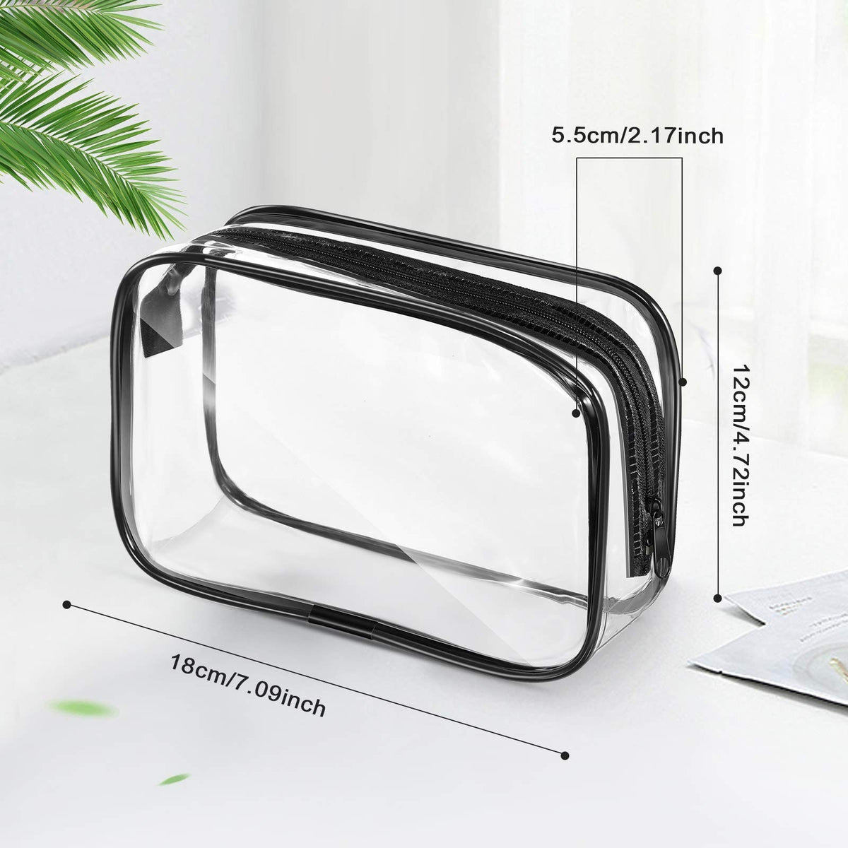 18 Pack Clear Makeup Bags with Zippers - Travel Cosmetic Organizer Pouches