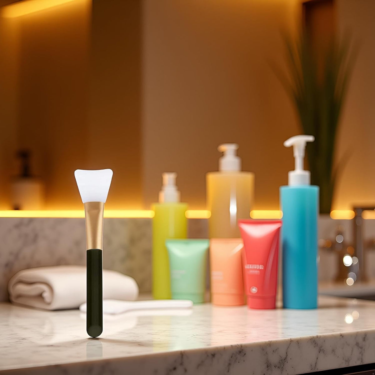 Face Mask Applicator Brush with Integrated Scraper – Soft Bristles for Precise Application