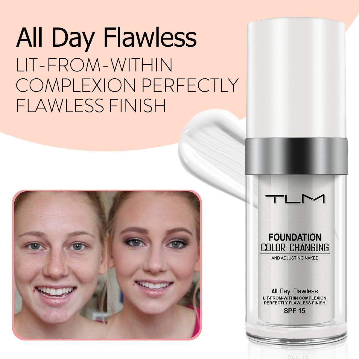 Color Changing Foundation Concealer Set - Flawless Skin Makeup with SPF 15