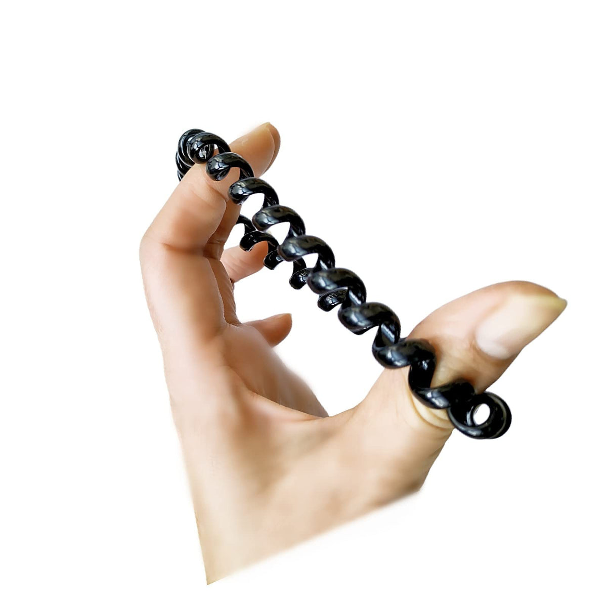 Emrlyr Large Black Spiral Coil Phone Cord Hair 1 Count (Pack of 12),