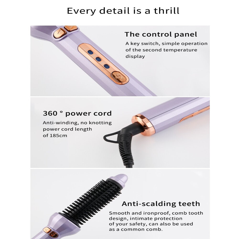 Electric Automatic Rotating Hair Straightener Curler Brush Heat Styling Comb