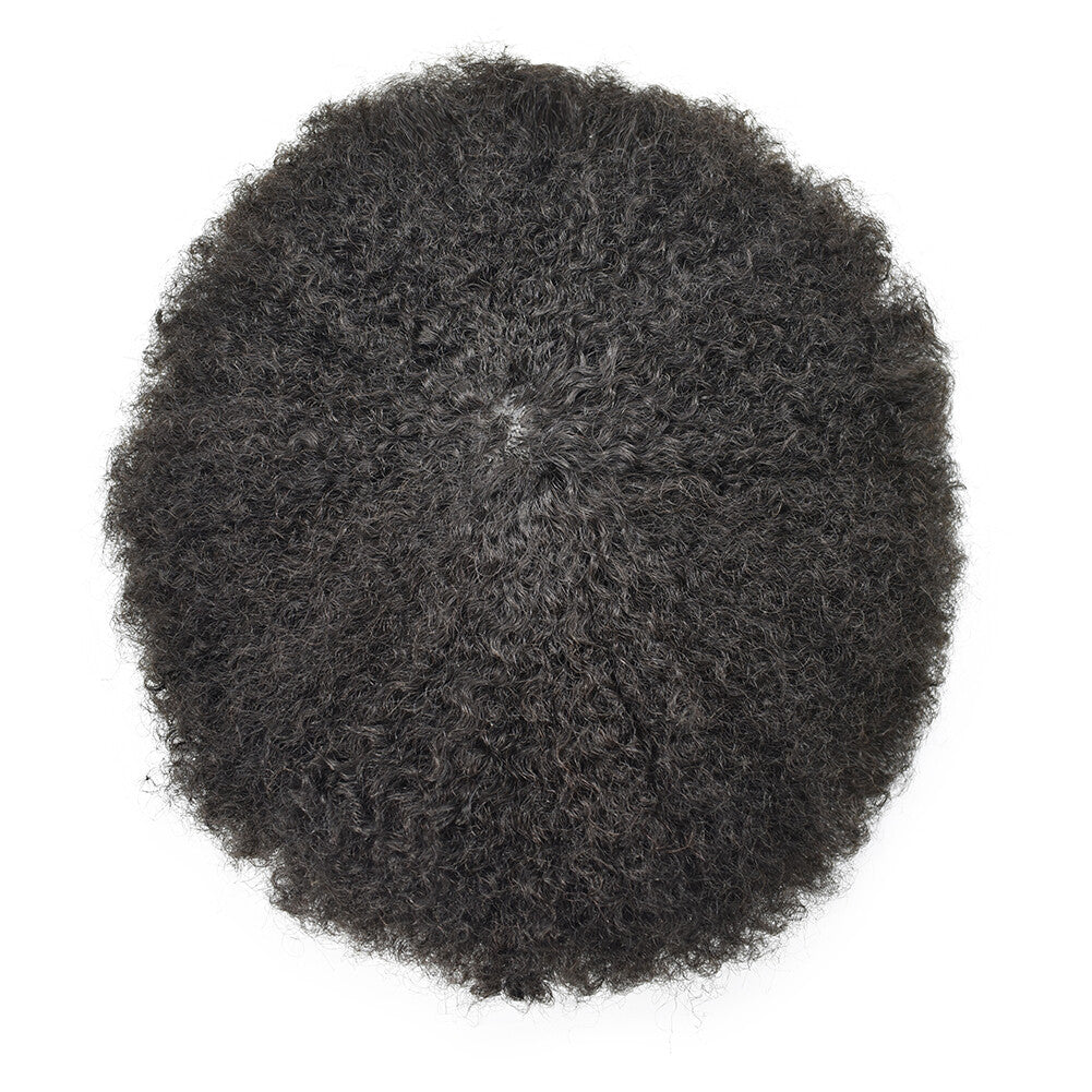 Mens Toupee Afro Curly Wig Lace Front 8x10 Inch Indian Human Hair PU-F
