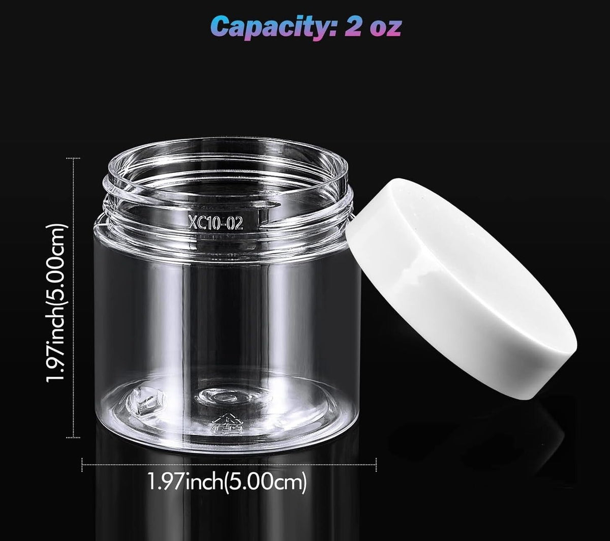 36 Pack 2oz Clear Plastic Cosmetic Jars with White Lids - Food Safe & Leakproof