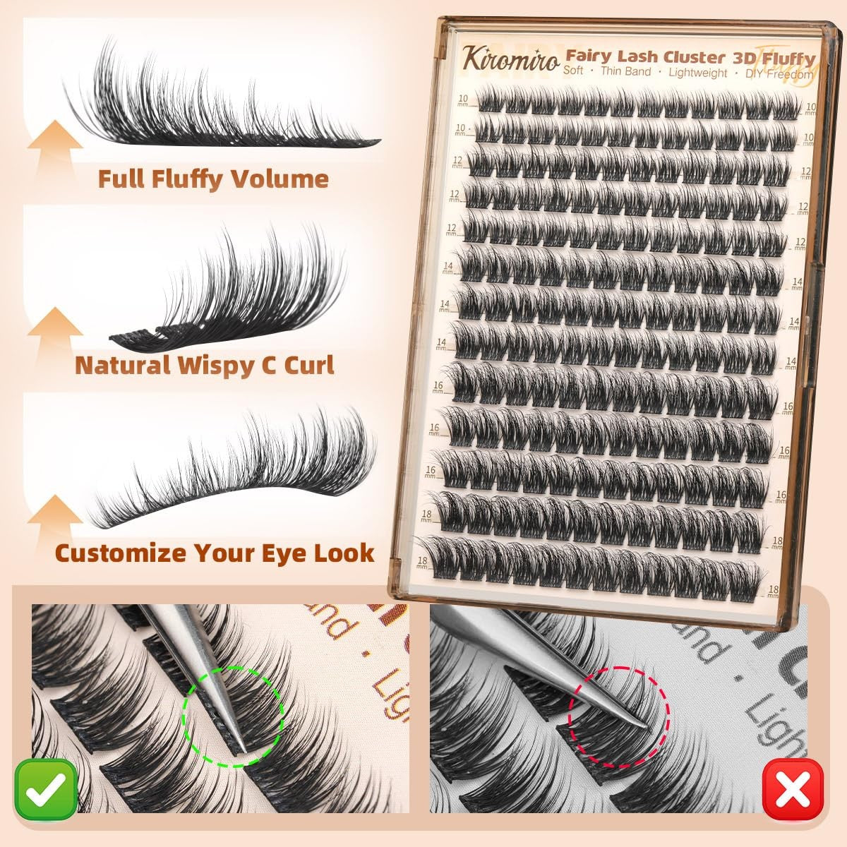 Wispy Lash Clusters Fluffy Eyelashes Natural Look - Black