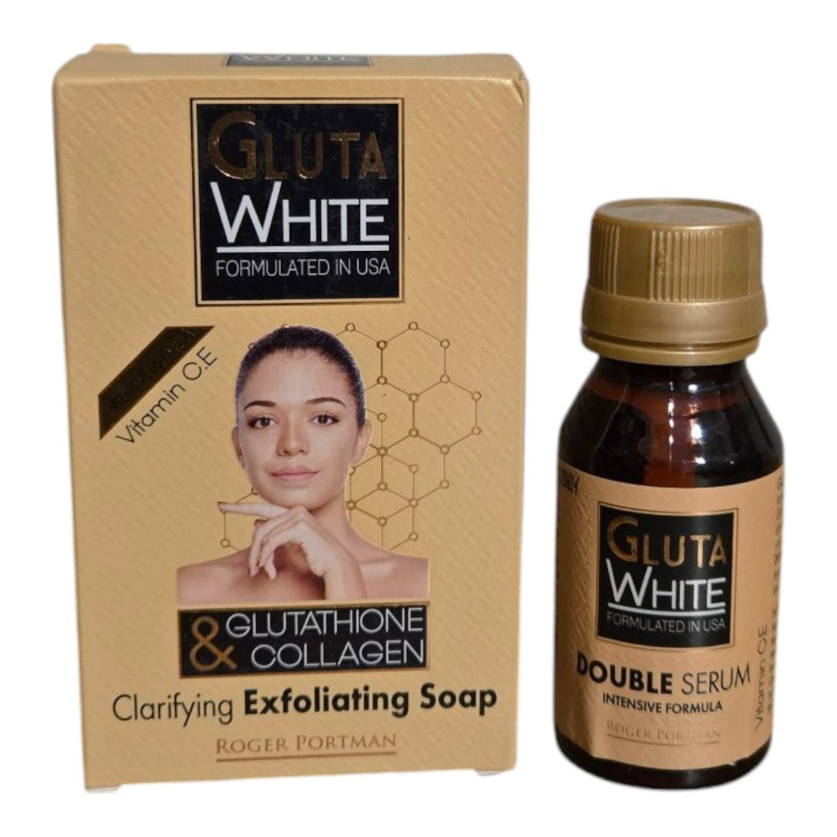 Gluta White Glutathione Collagen Clarifying Exfoliating Soap 190g & Serum