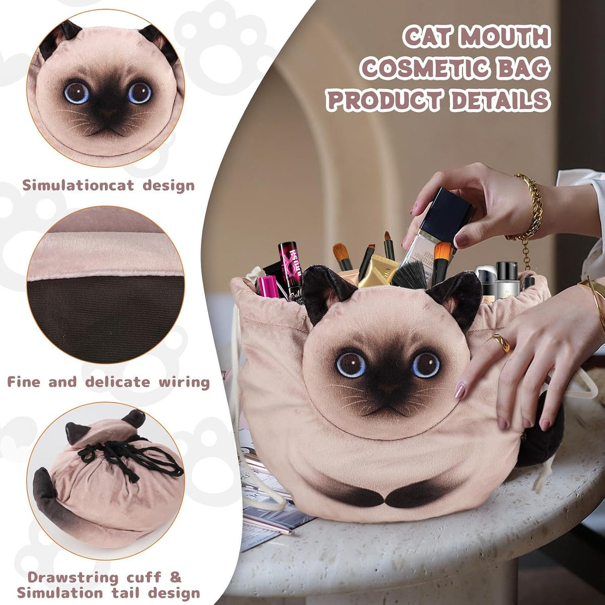 Drawstring Makeup Bag - Travel Organizer for Cosmetics & Gifts