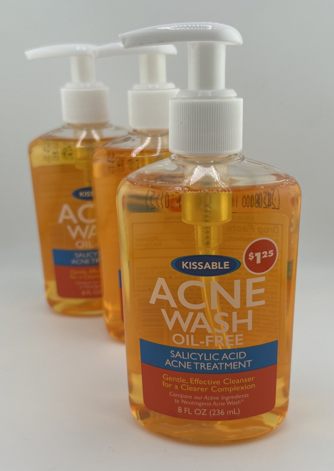 Oil-Free Salicylic Acid Acne Face Wash - 8oz 3-Pack for Clear Skin