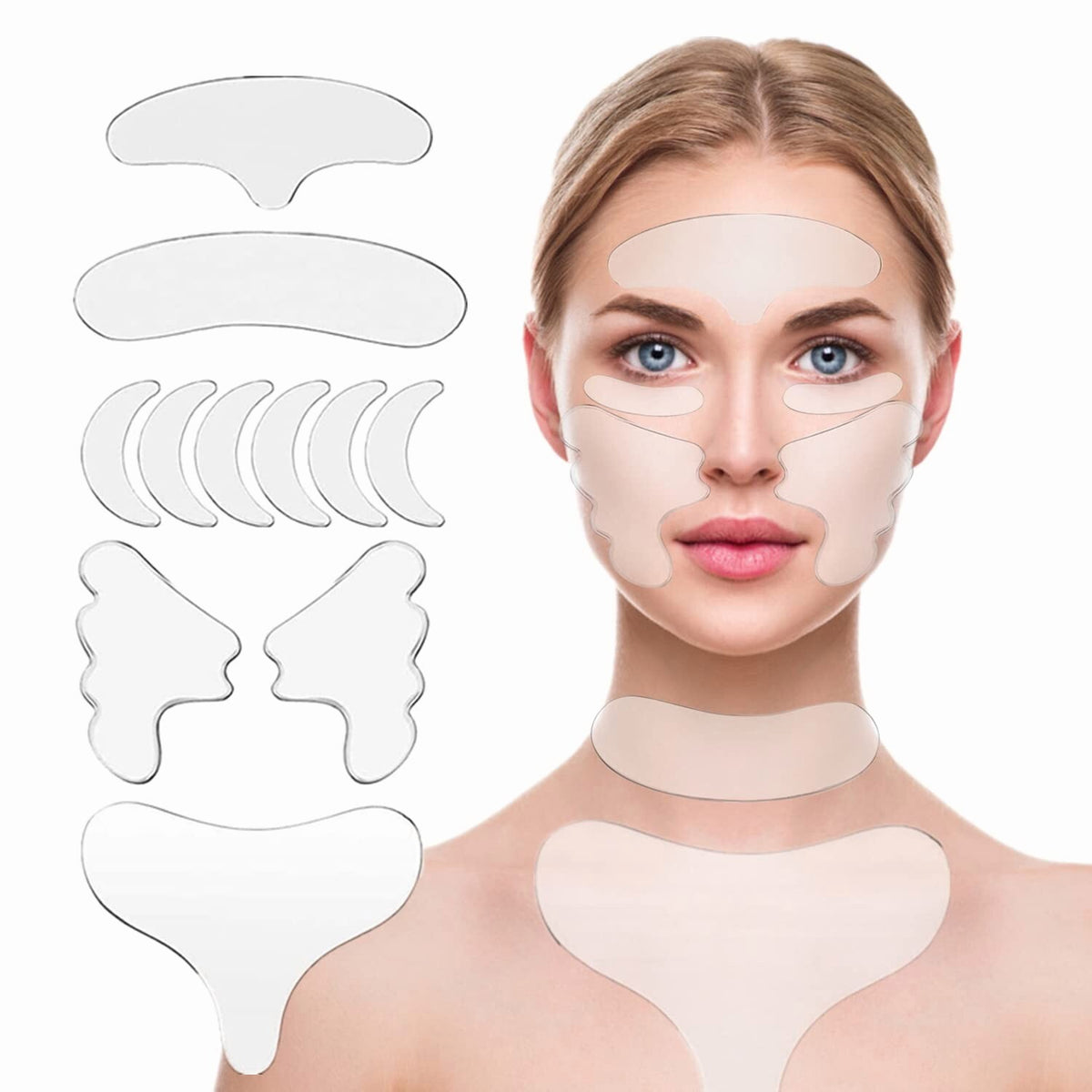Chest Wrinkle Patches Set of 11 - Facial and Neck Wrinkle Remover Strips