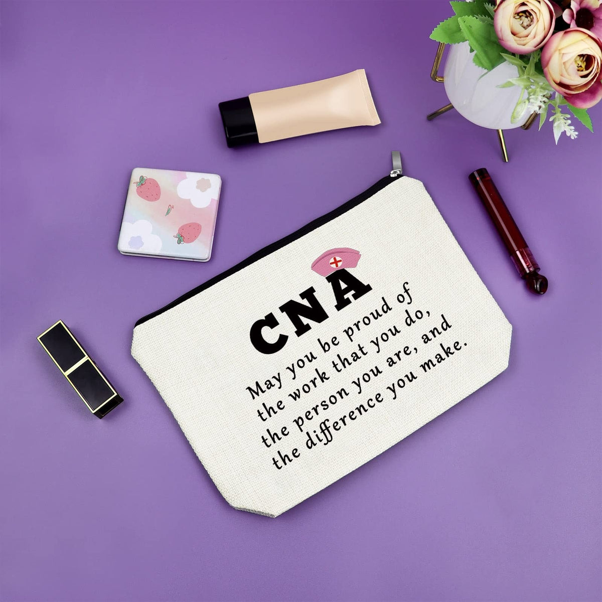 Makeup Bag for Nurses CNA Appreciation Gifts Women Travel Cosmetic Case