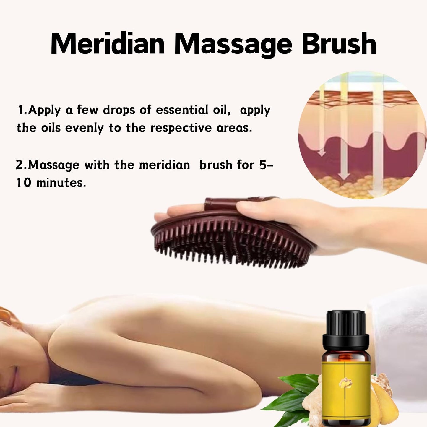Pressure Massage Brush Set for Body Relaxation - 2pcs, Brown