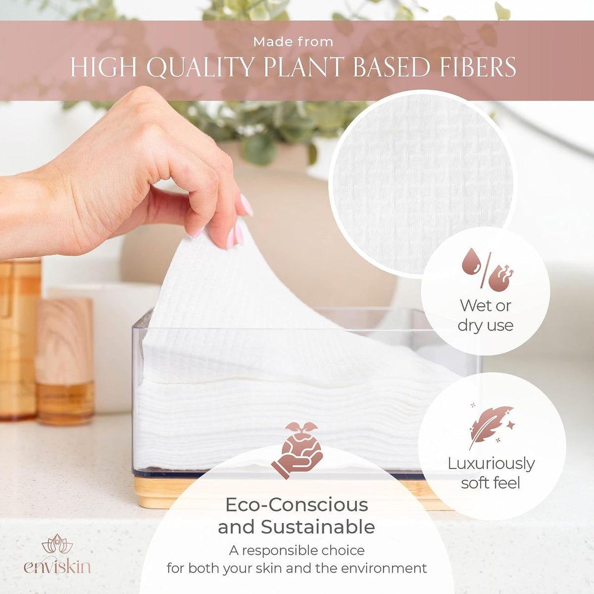 Disposable Plant-Based Makeup Remover Wipes 10x12 Inch Soft Face Towels - 50 Pack
