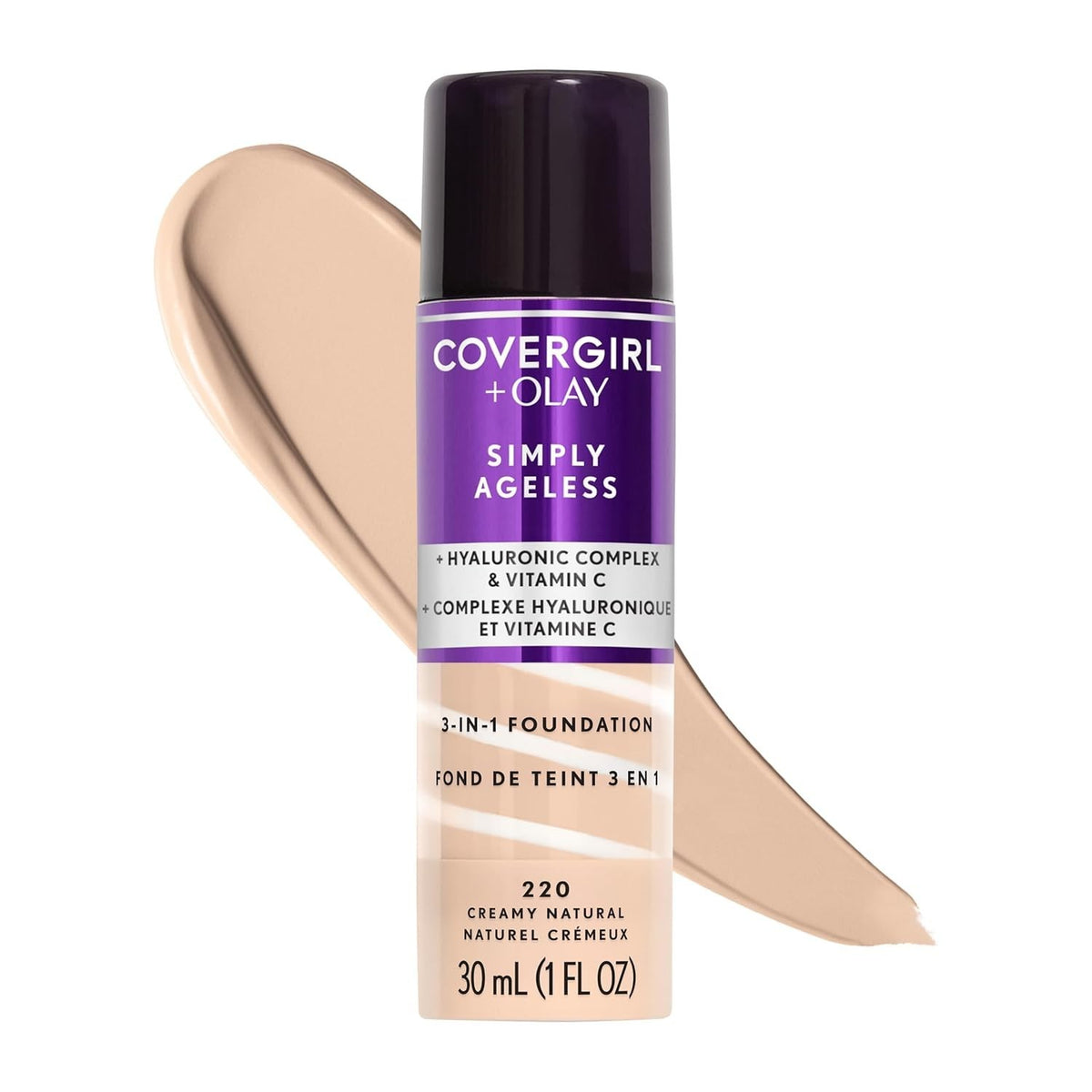 Covergirl Simply Ageless 3-in-1 Foundation 220 Creamy Natural Anti-Aging Face Makeup