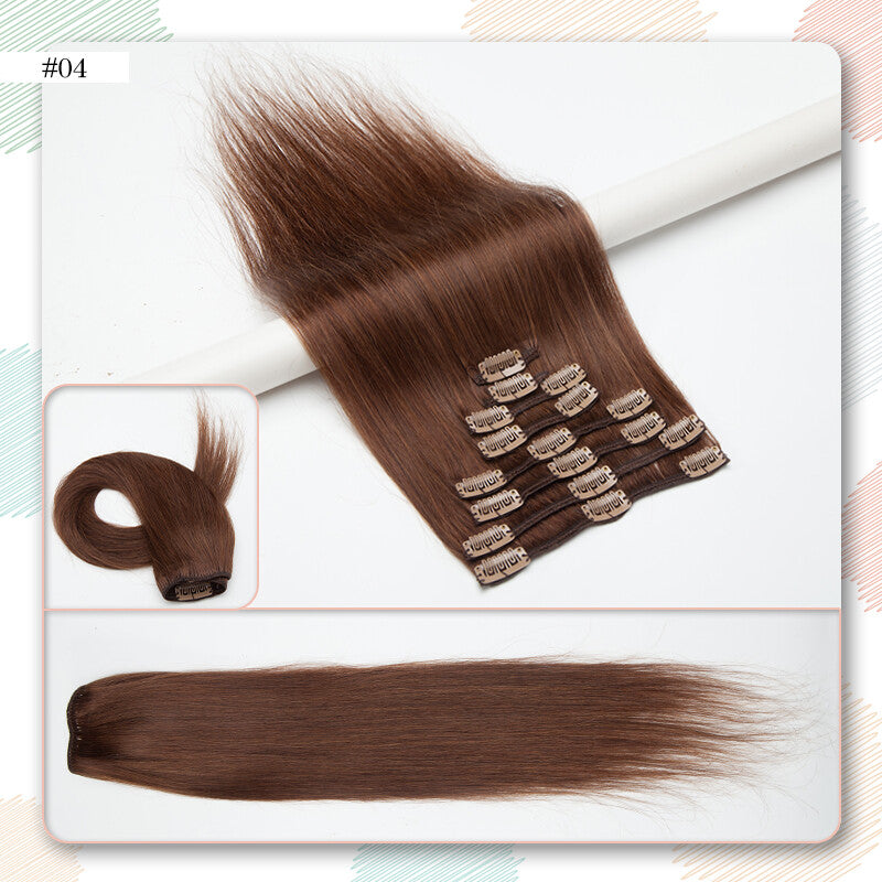 Invisible Clip In Hair Extensions Full Head Balayage Human Hair 8PC