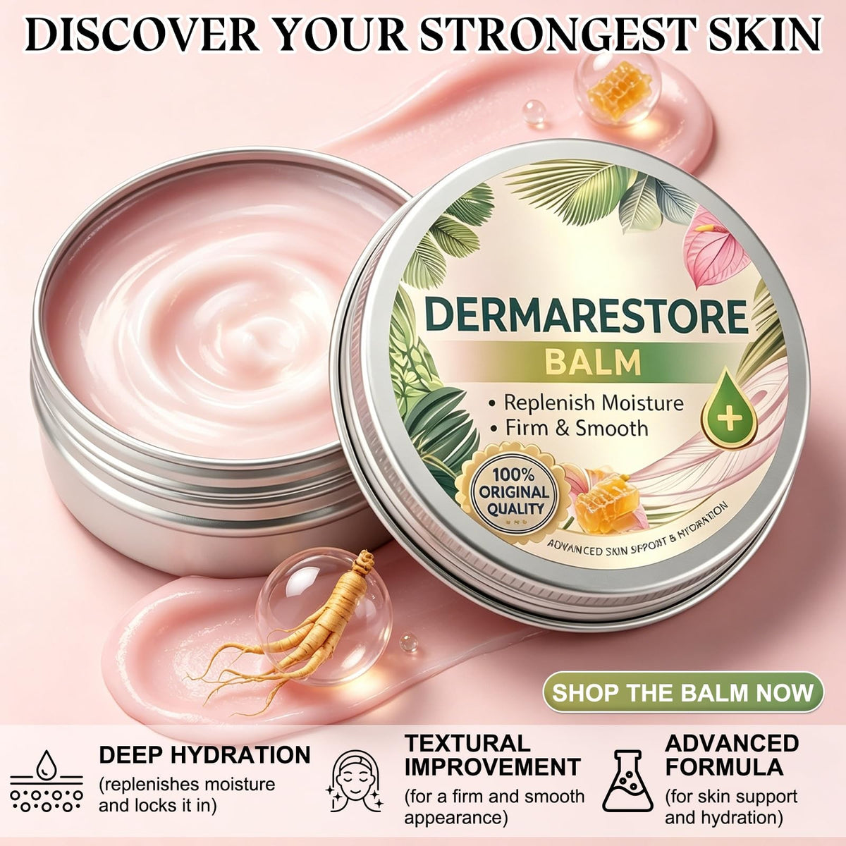 Derma Restore Balm for Skin Care - Gentle Moisturizer, 0.5 Fl Oz, Pack of 2