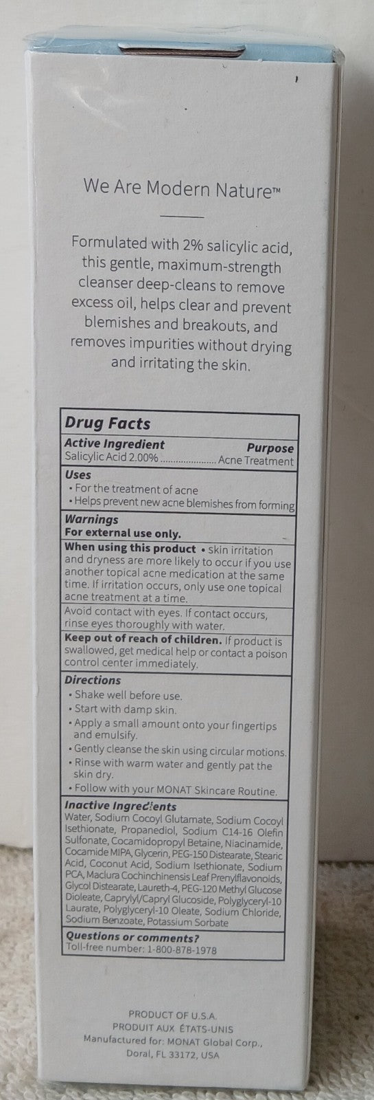 Monat Be Clarified Acne Gel-Cream Skin Cleanser Treatment 4 oz 120mL