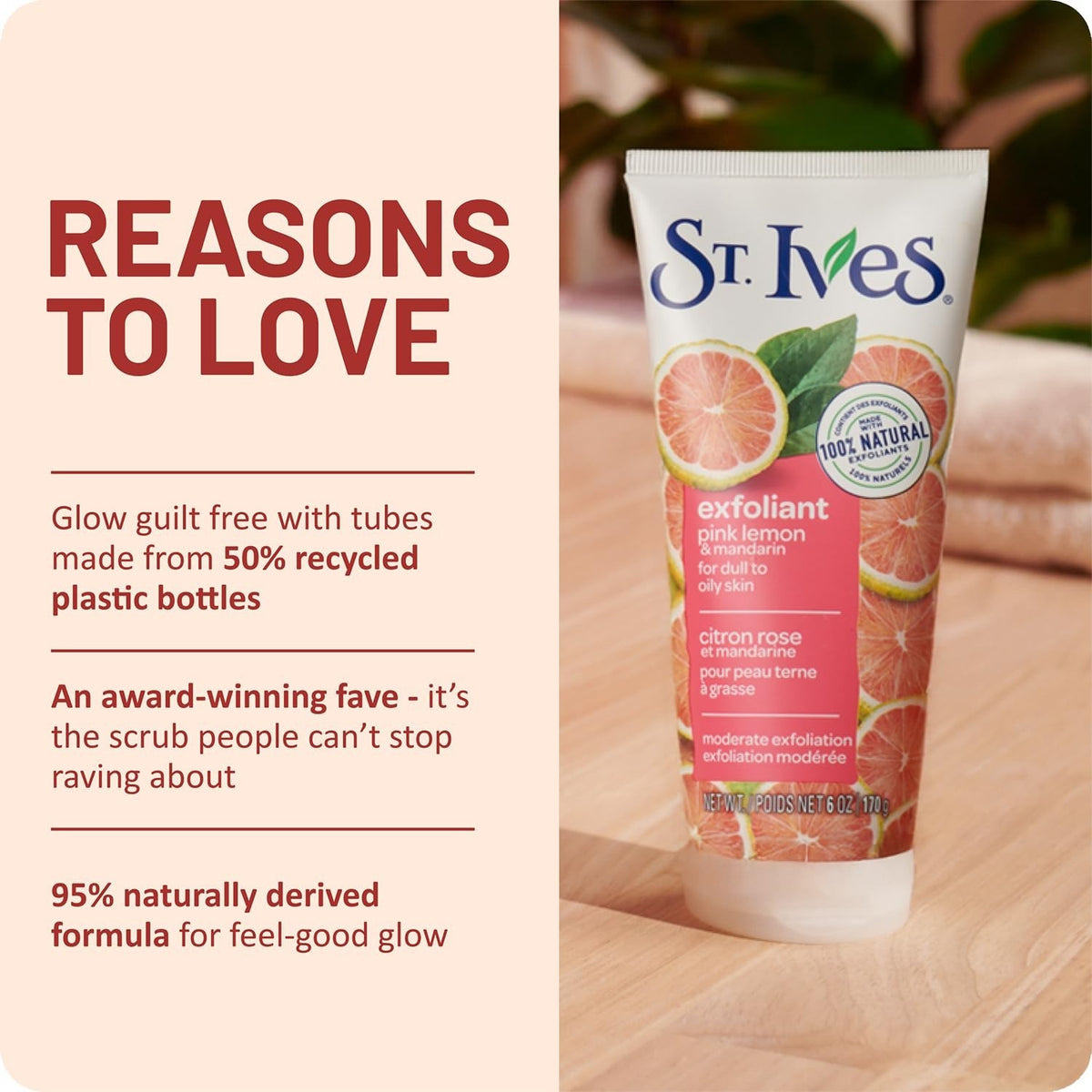 All-Natural Face Scrub Pink Lemon & Mandarin Paraben-Free 5.07Oz