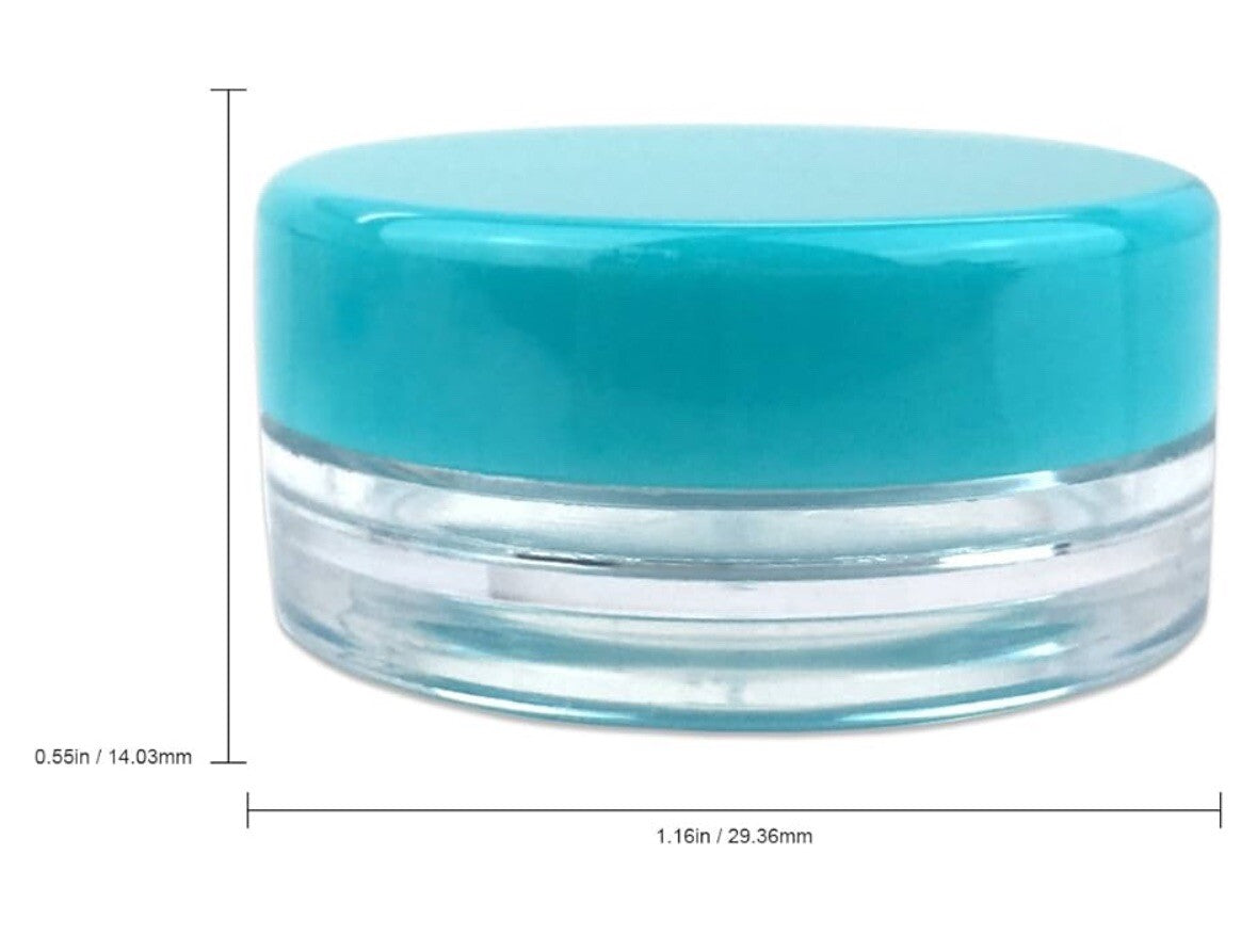 150 Pack Refillable Clear Plastic Jars with Teal Lids for Cosmetics & Travel