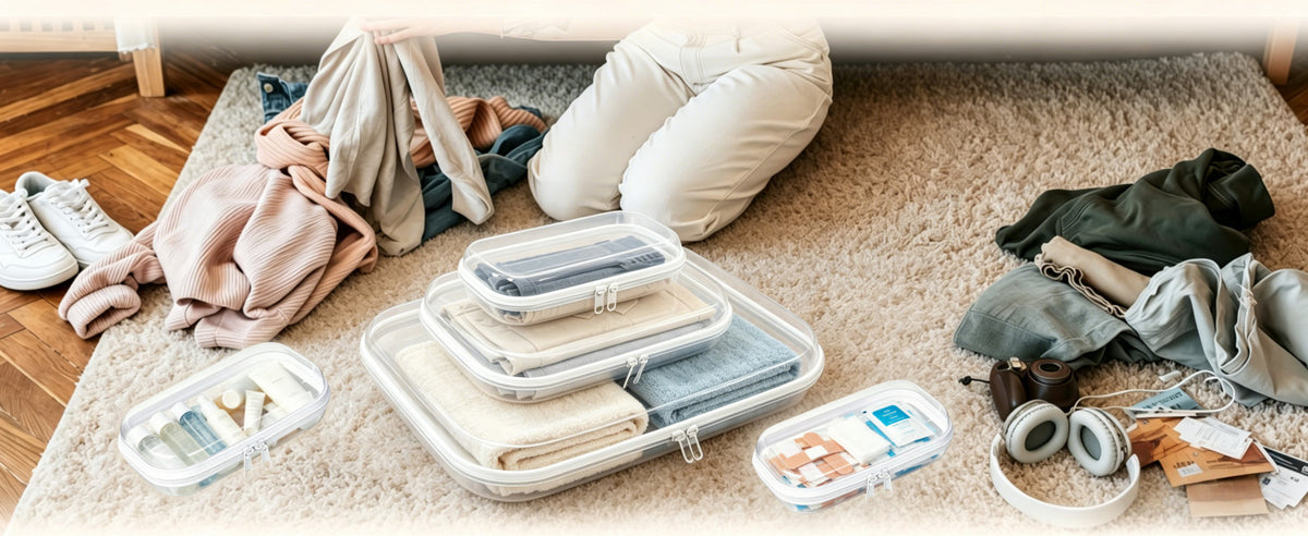 Clear Hard Shell Zipper Storage Case 7.84 Inch Portable Organizer