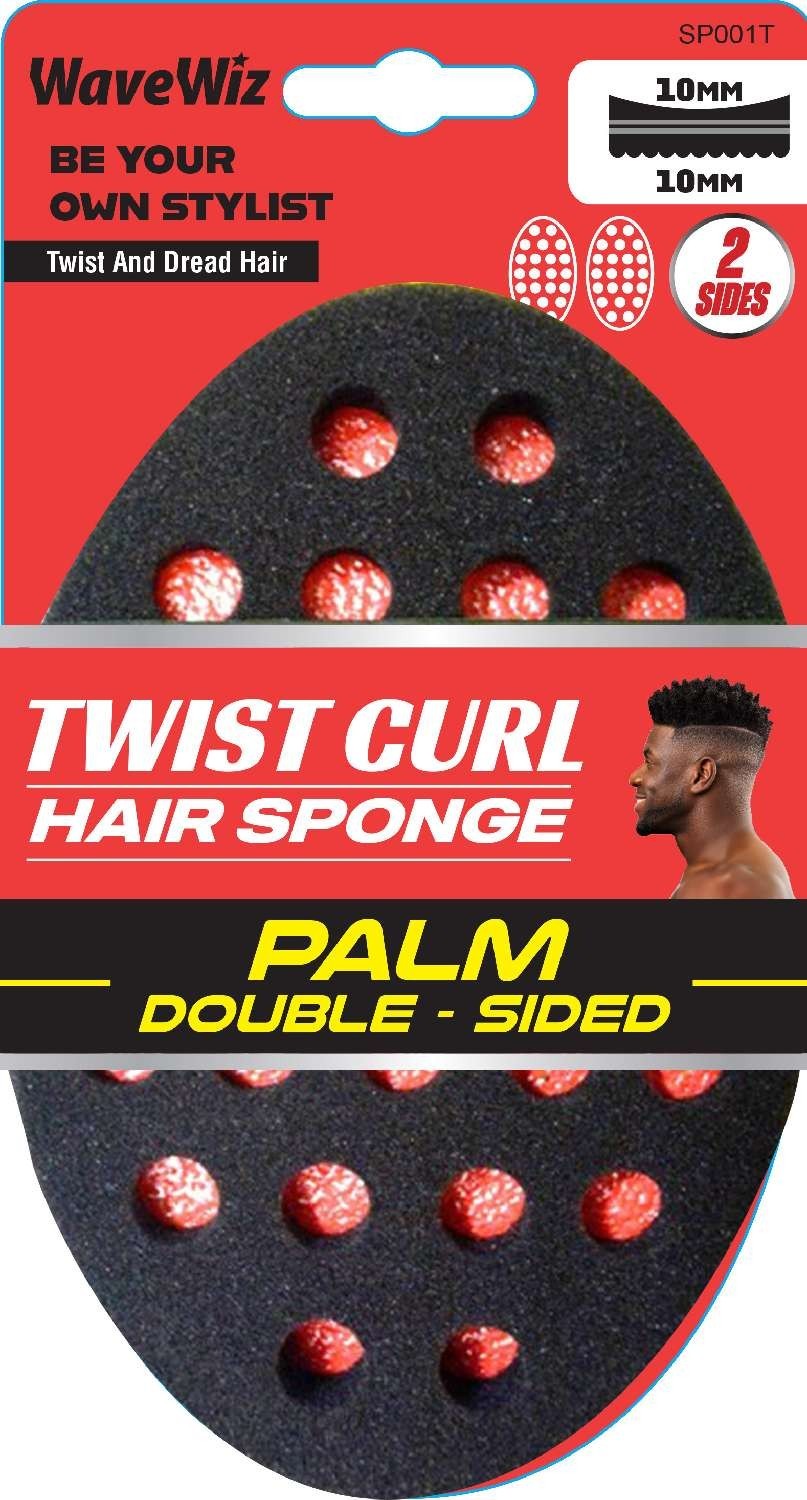 WaveWiz SP001T Twist Curl Hair Sponge Palm Double-Sided 10mm Curved
