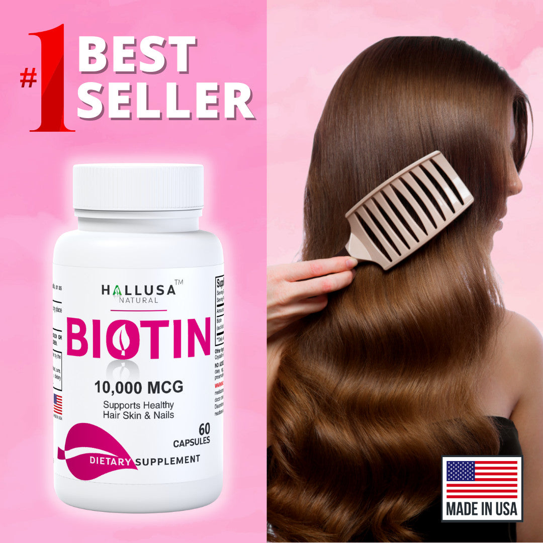 Biotin 10,000 mcg Capsules – Hair Growth & Nail Support, 60 Count