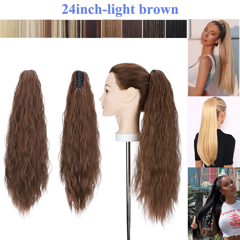 Extra Thick 12-Inch Clip-In Ponytail Hair Extension - Natural & Wavy