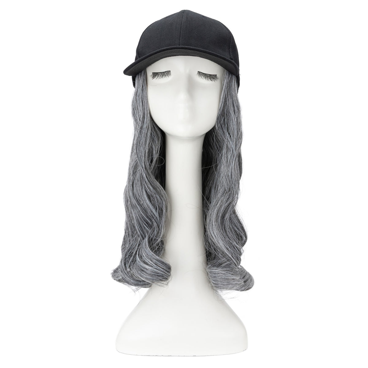 Women Baseball Cap Hat with Wavy Synthetic Hair Wig - Natural, Ombre