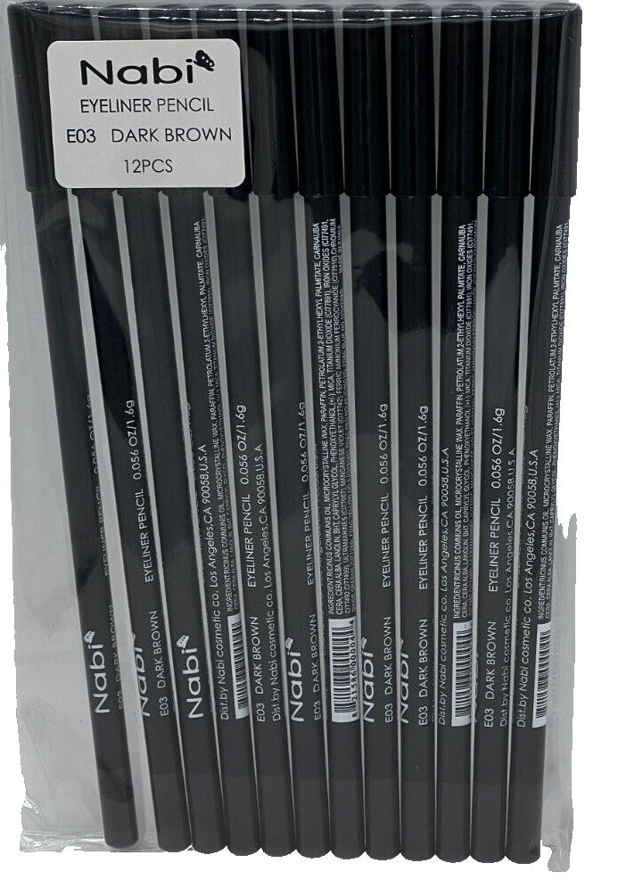 Eyeliner Pencil Dark Brown, 7.5in, 12-Pcs Set
