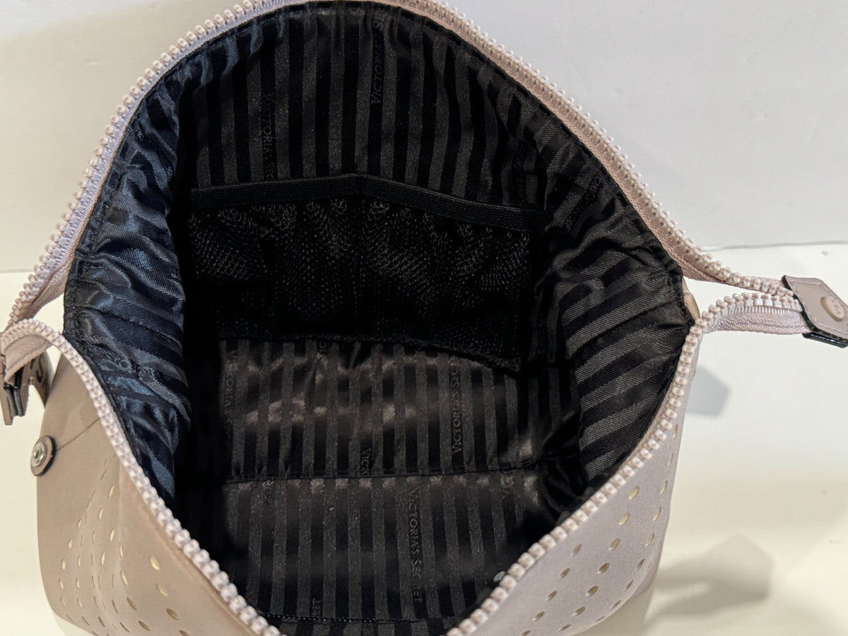Victoria's Secret VSX Snap Makeup Bag Brown Portable Cosmetic Organizer