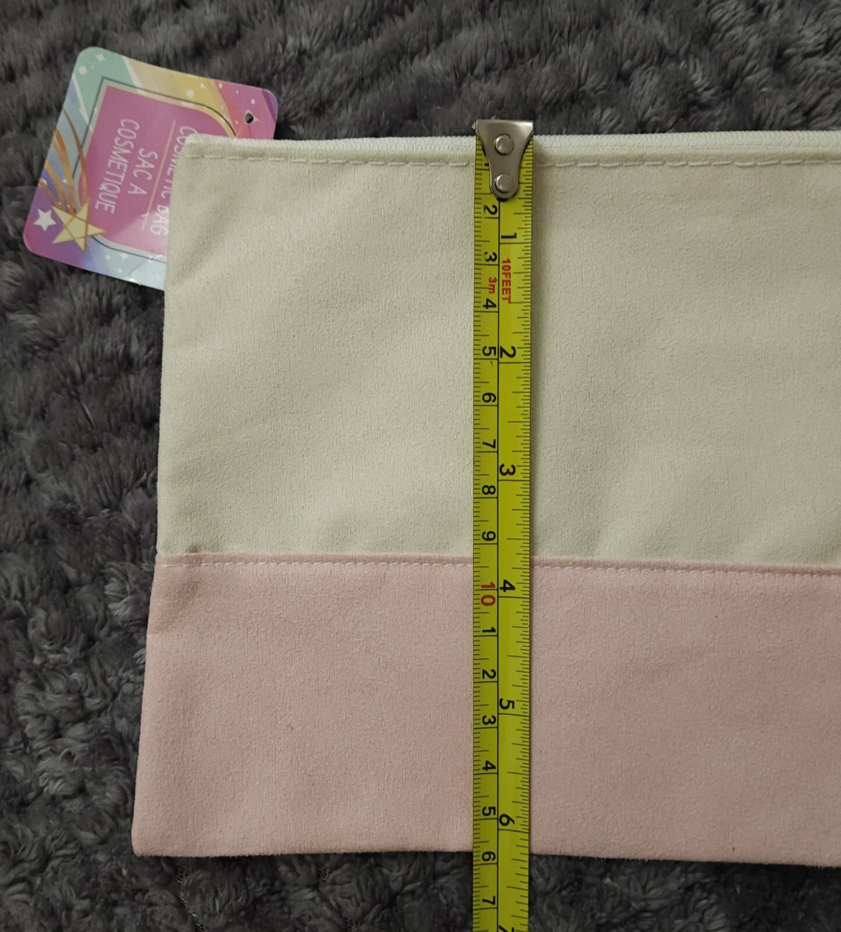 DIY Blank Cosmetic Make Up Toiletry Zipper Bag - 8x6 inch Cotton Canvas, Pink/Beige
