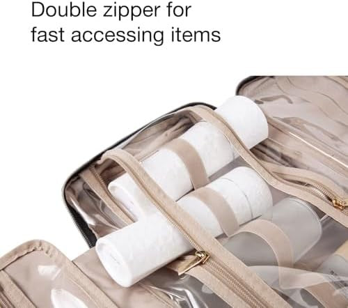 Large Water-Resistant Travel Toiletry Bag with Hanging Hook & Compartments